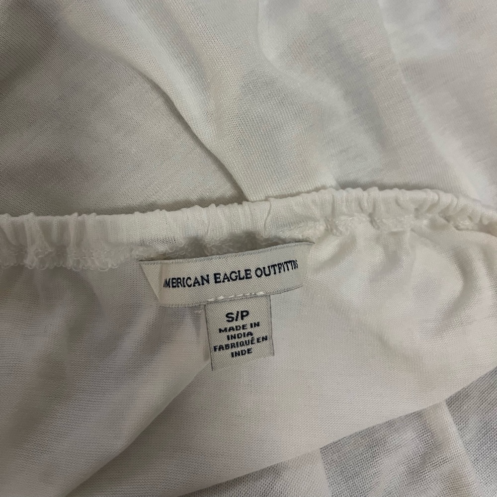 American Eagle Outfitters White Strapless, Tie Back, Beaded Babydoll Top, Size S - Picture 4 of 8